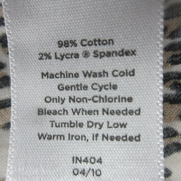 Talbots Womens 6 Petite 6P Brown White Leopard Animal Print Cotton Blouse Shirt - Picture 10 of 11